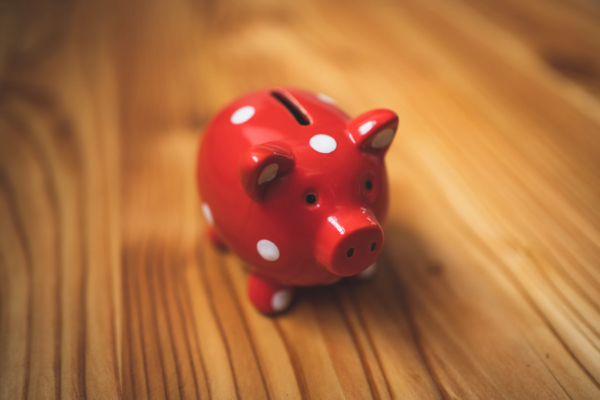 red polka dot piggy bank